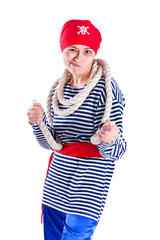 girl clown costume pirate with a rope