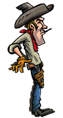 Cartoon cowboy ready to draw his guns