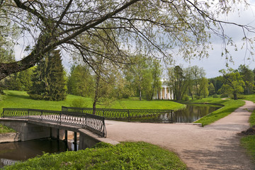 Bridge with open-work fence