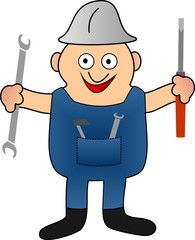 worker and tool, vector icon