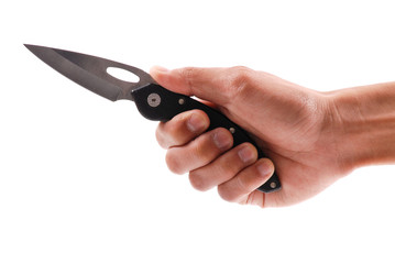 Hand Holding a Folding Tactical Knife