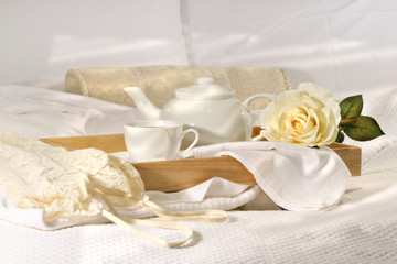 Enjoying a cup of tea in the morning