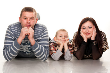 Portrait of a young happy smiling family