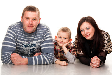 Portrait of a young happy smiling family