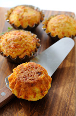 Just baked pumpkin-cheese muffins.