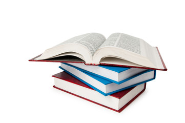 Stack of books isolated on the white background