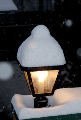lantern with snow