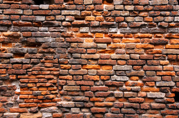 Close-up old red brick wall