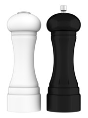 A render of a salt shaker and a pepper grinder
