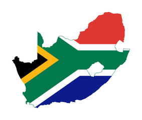 Obraz premium South Africa flag on country map