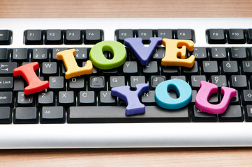 I love you words on the keyboard