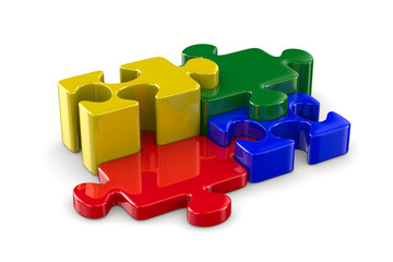 Puzzle on white background. Isolated 3D image