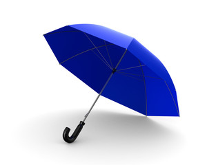 blue umbrella on white background. Isolated 3D image