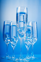 Water in the glass against gradient background