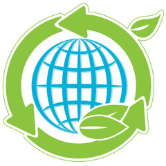 blue globe and green arrows