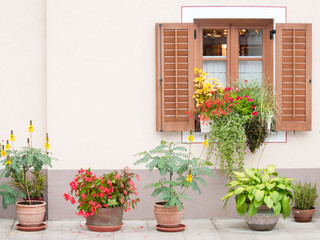 Fototapeta na wymiar Front of house in the Mediterranean small town