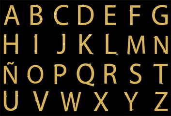 Abecedario con letras doradas
