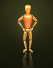 Wood Drawing Doll in Confident Pose