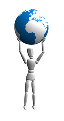 Gliederpuppe mit Globus