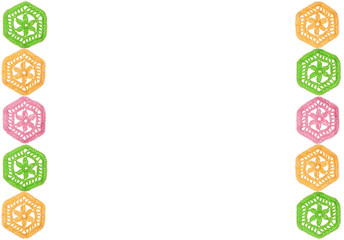 frame made of crocheted circles