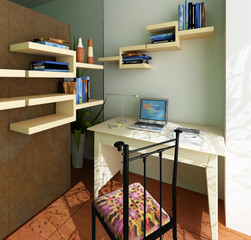 Interior fashionable room rendering