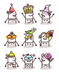 set of female avatars - with accessories