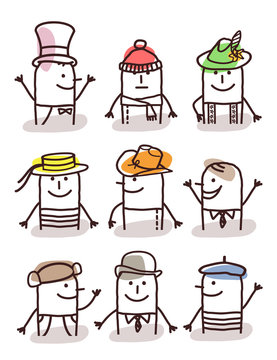 set of male avatars - hats and traditions