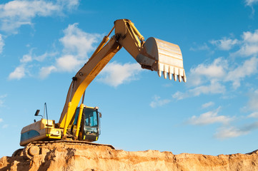 track-type loader excavator at construction area