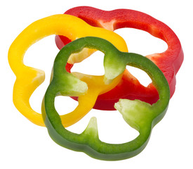Sliced peppers isolated on white