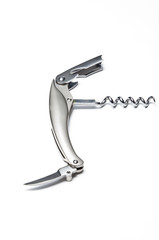 Stainless corkscrew isolated