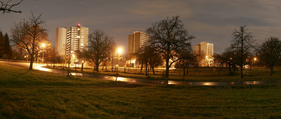 Fototapeta na wymiar Waldhäuser bei Nacht