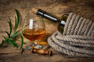 bottle of wine wrapped with rope