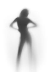 Sexy dancer woman silhouette, stand front
