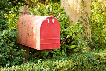 Vibrant red mailbox