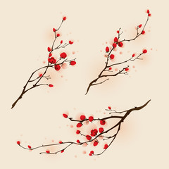 Obraz premium Oriental style painting, plum blossom in spring