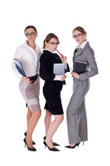three young and successful business woman. Isolated over white b