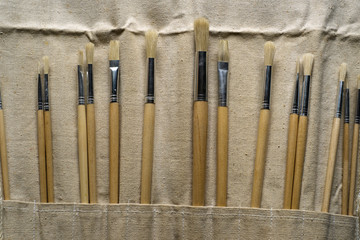 New Paintbrushes in Canvas Pouch