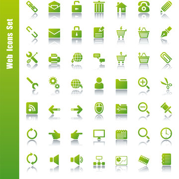 Web green icons set