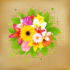 Flower Background On Vintage Paper