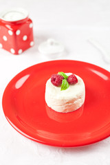 Home made ricotta cheese with strawberies