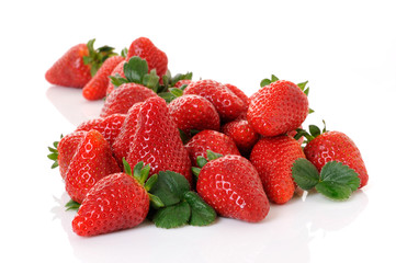pile of strawberries on white background - 31330690