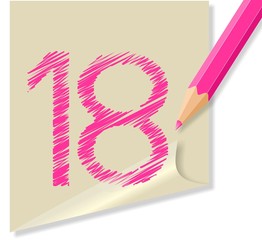 Post it con numero 18