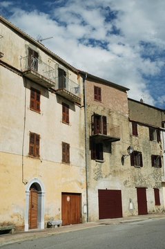 Street and old buildings. Venaco, Corsica