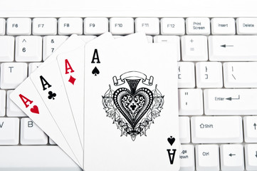 Cards on keyboard