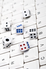 Dice on keyboard