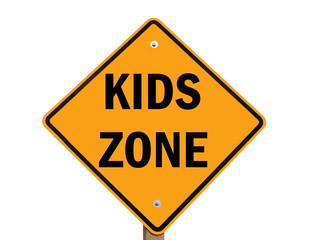 kids zone warning sign isolated