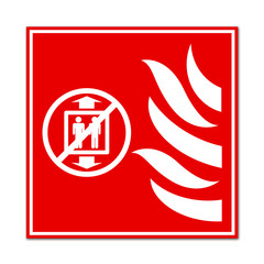 Do not use elevator in case of fire sign