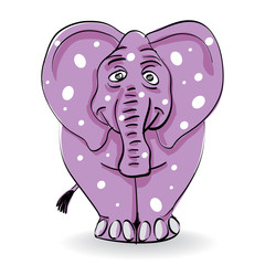 funny violet elephant with spots isolated - illustration