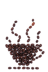 Coffee beans on white background