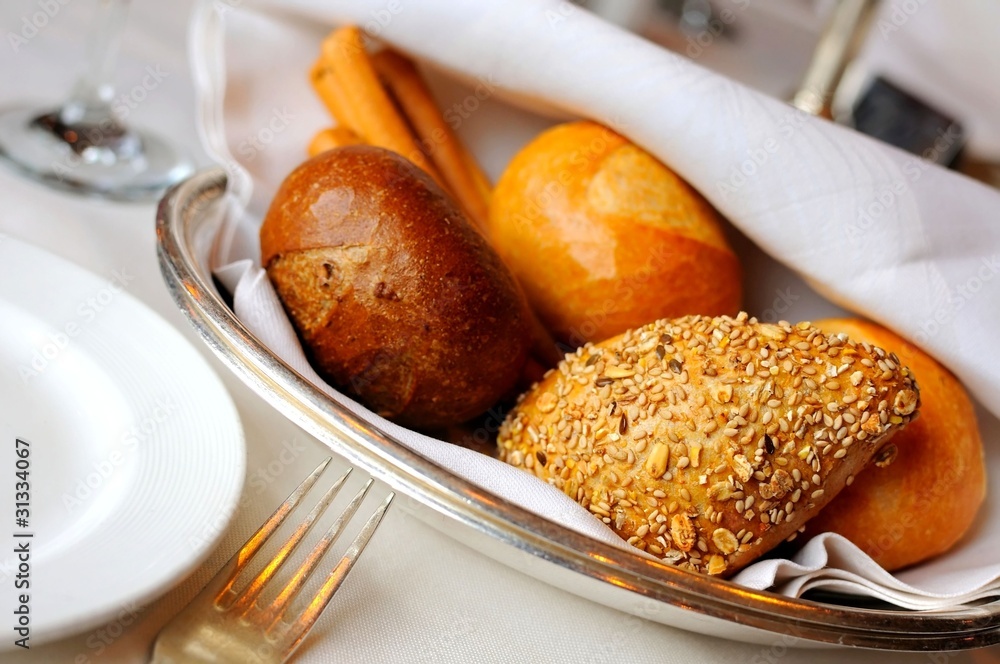 Poster serving of bread with utensils